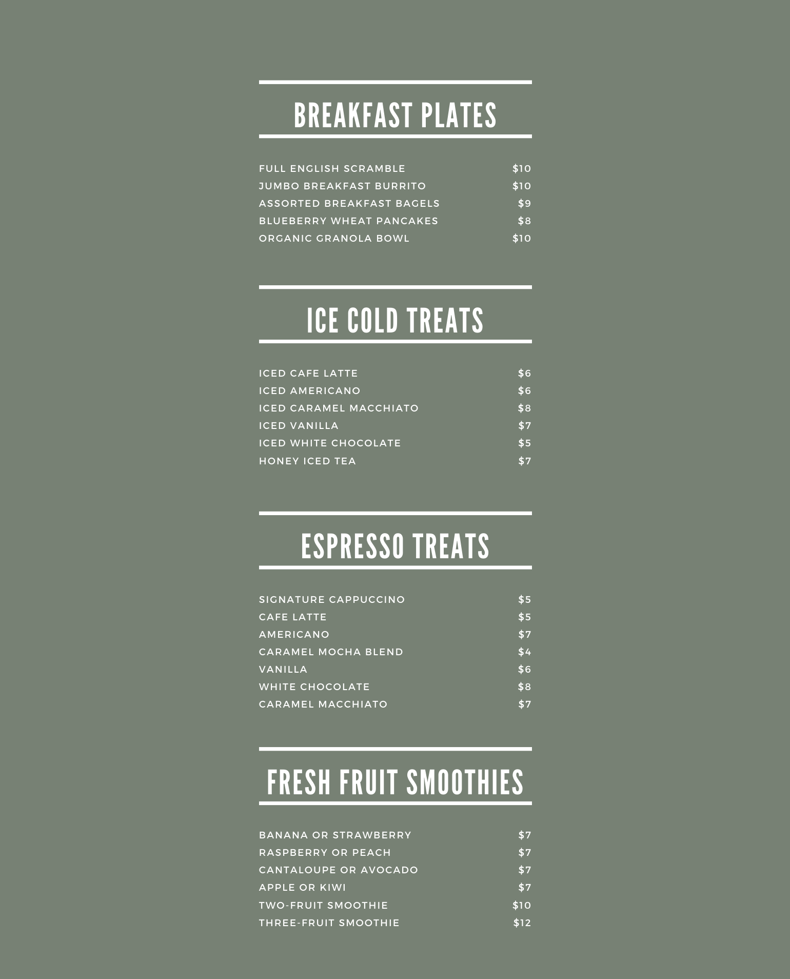 cafe menu